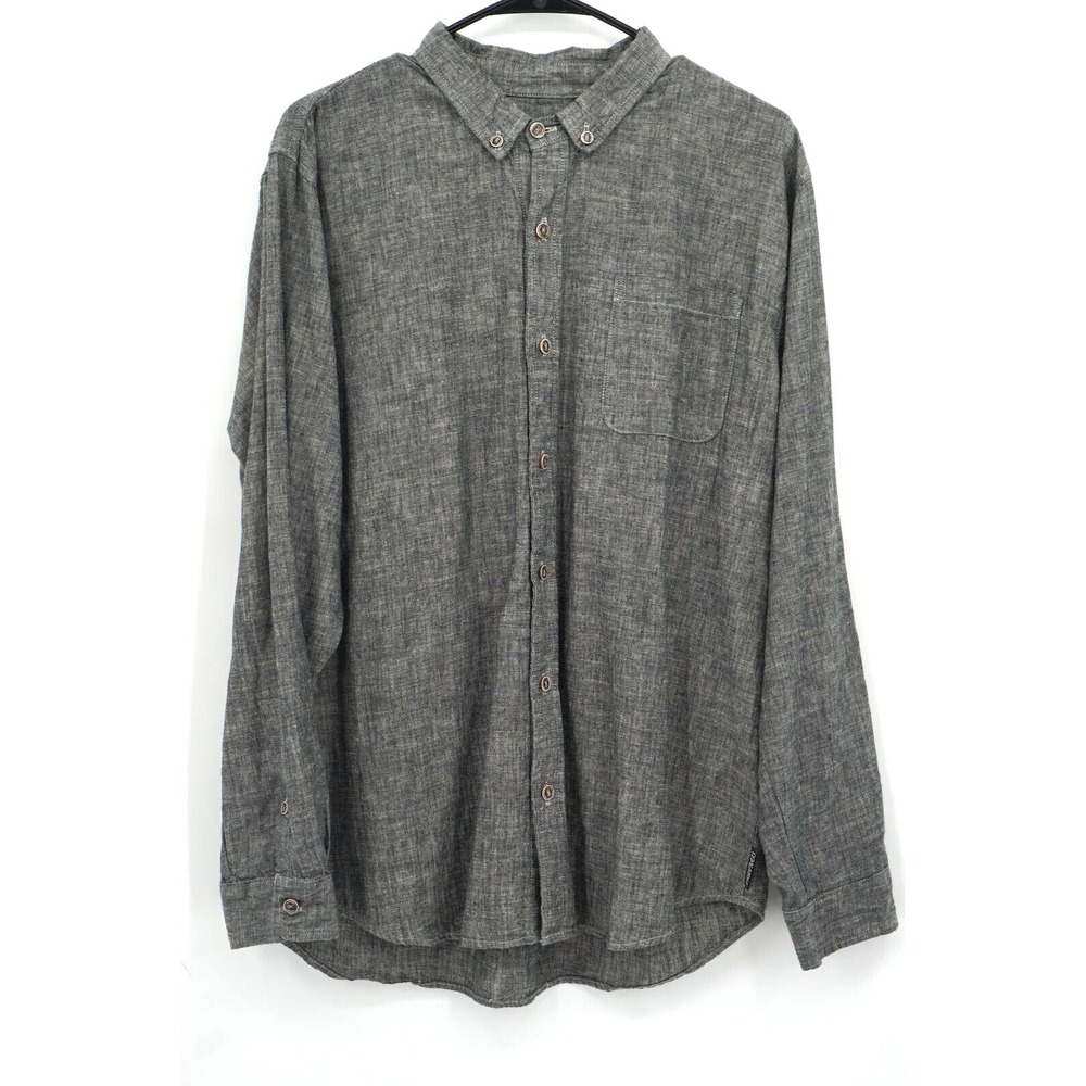 Coalatree Organics Shirt Men‎ Gray Large L Button Up Organic Hemp Cotton